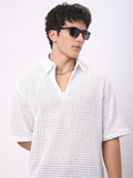 VASTRADO Oversized Classic Crochet Polo Collar Cotton T-Shirt