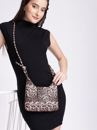 DressBerry Animal Print Sling Bag with Bow Detail