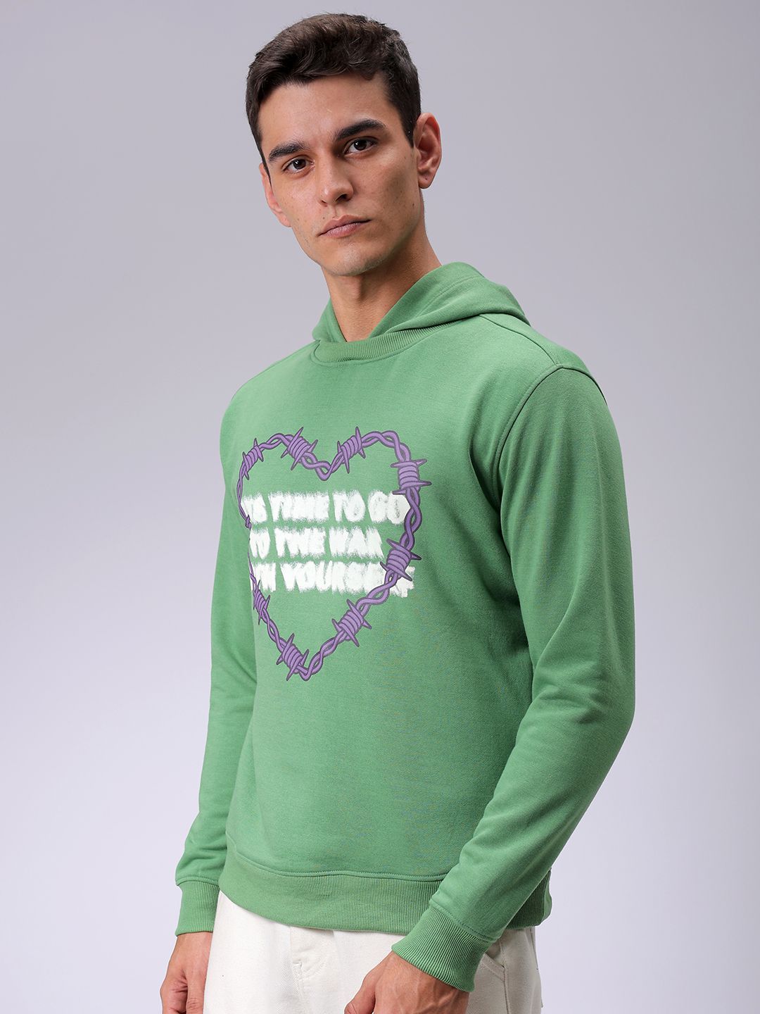The Indian Garage Co Men Typography Printed Hooded Sweatshirt