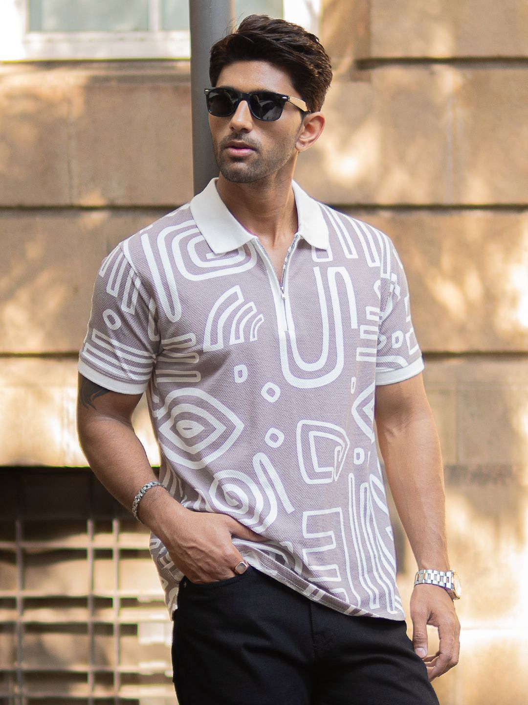 Powerlook Men Printed Polo Collar T-shirt