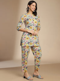 KALINI Floral Printed Pure Cotton Top With Trousers Co-Ords