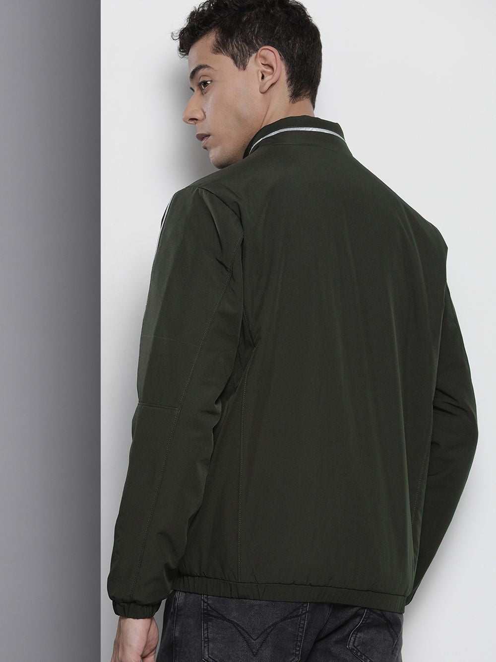 The Indian Garage Co Men Zip-Front Bomber Jacket with Zipper Pockets