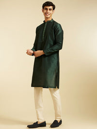 Diwas by Manyavar Floral Embroidered Mandarin Collar Thread Work Straight Kurta