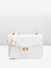 DressBerry Textured Structured Satchel Bag