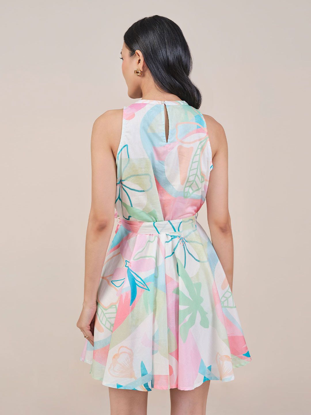 Dan wanita Cotton Floral Printed Fit & Flare Dress