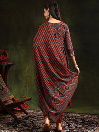 KALINI Ethnic Motifs Printed Anarkali Kurta With Trousers & Dupatta