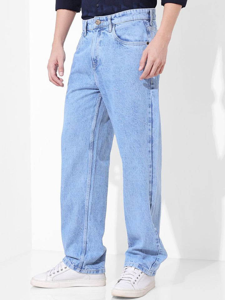The Indian Garage Co Men Cotton Relaxed Fit Mid-Rise Light Fade Jeans