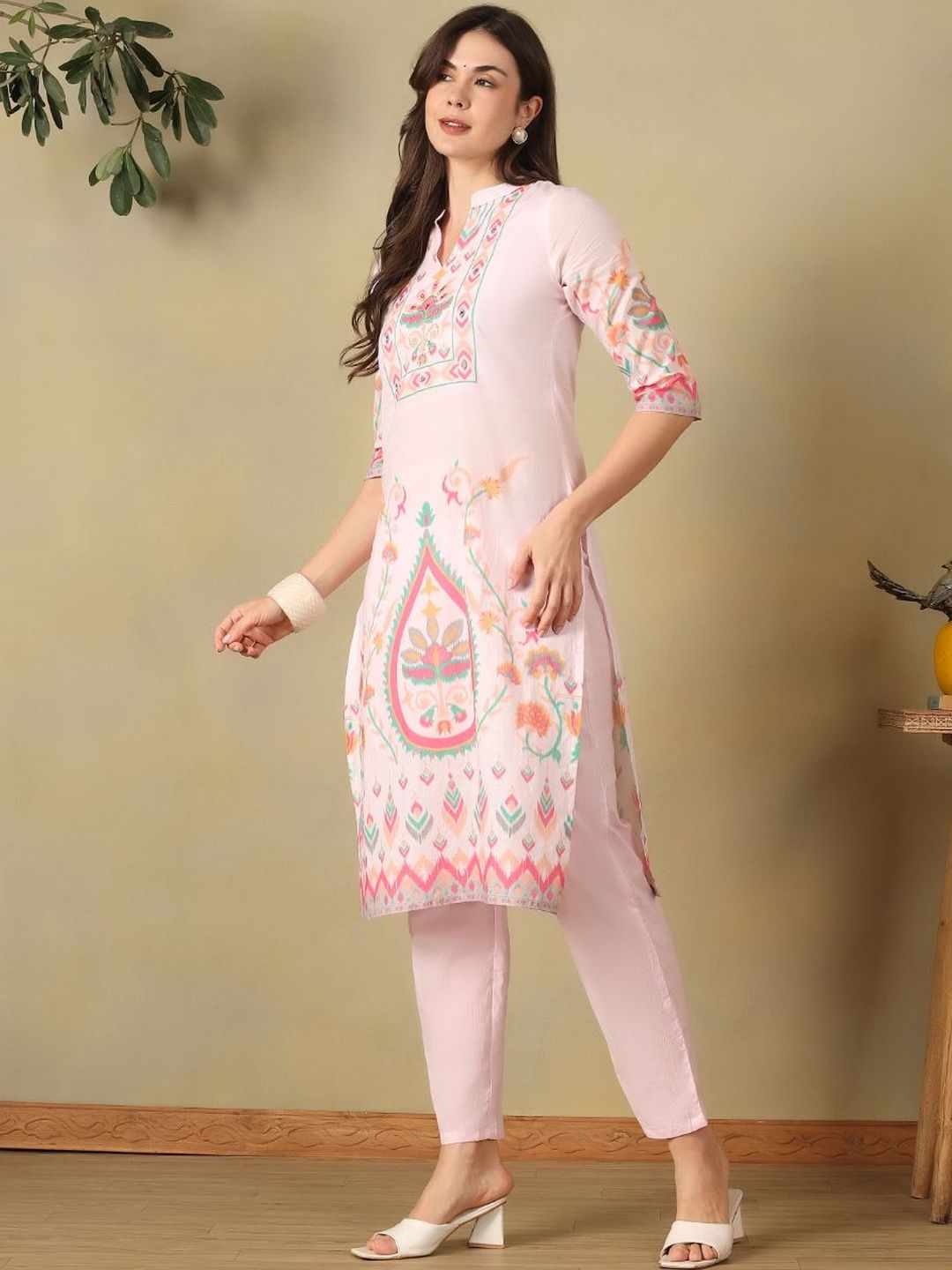 Mamicha Women Ethnic Motifs Printed Regular Pure Cotton Kurta with Trousers & With Dupatta