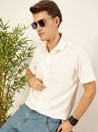 Thomas Scott Men Classic Spread Collar Solid Oversized Casual Shirt