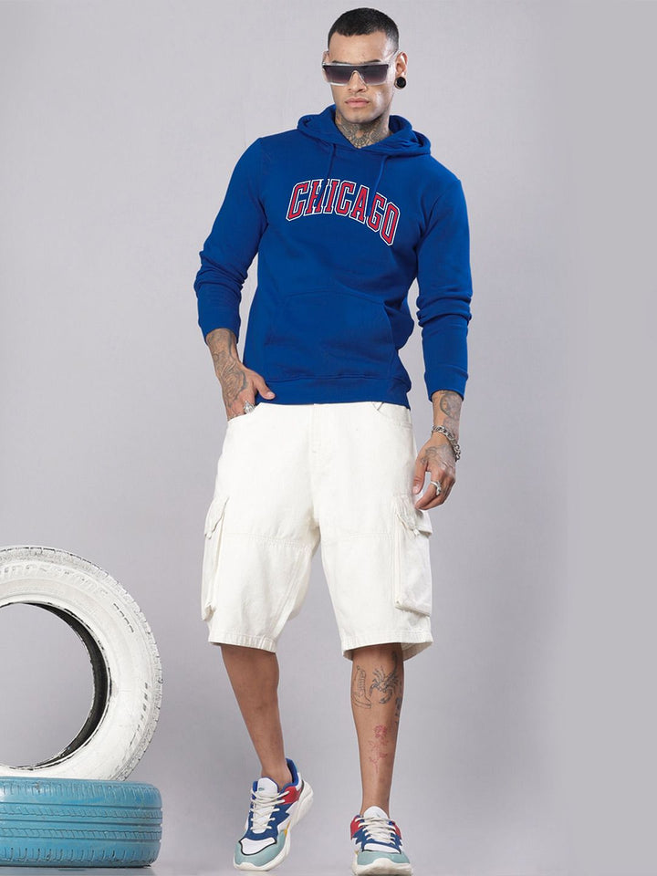 ADRO Men Typography Printed Hood Cotton Pullover Sweatshirt