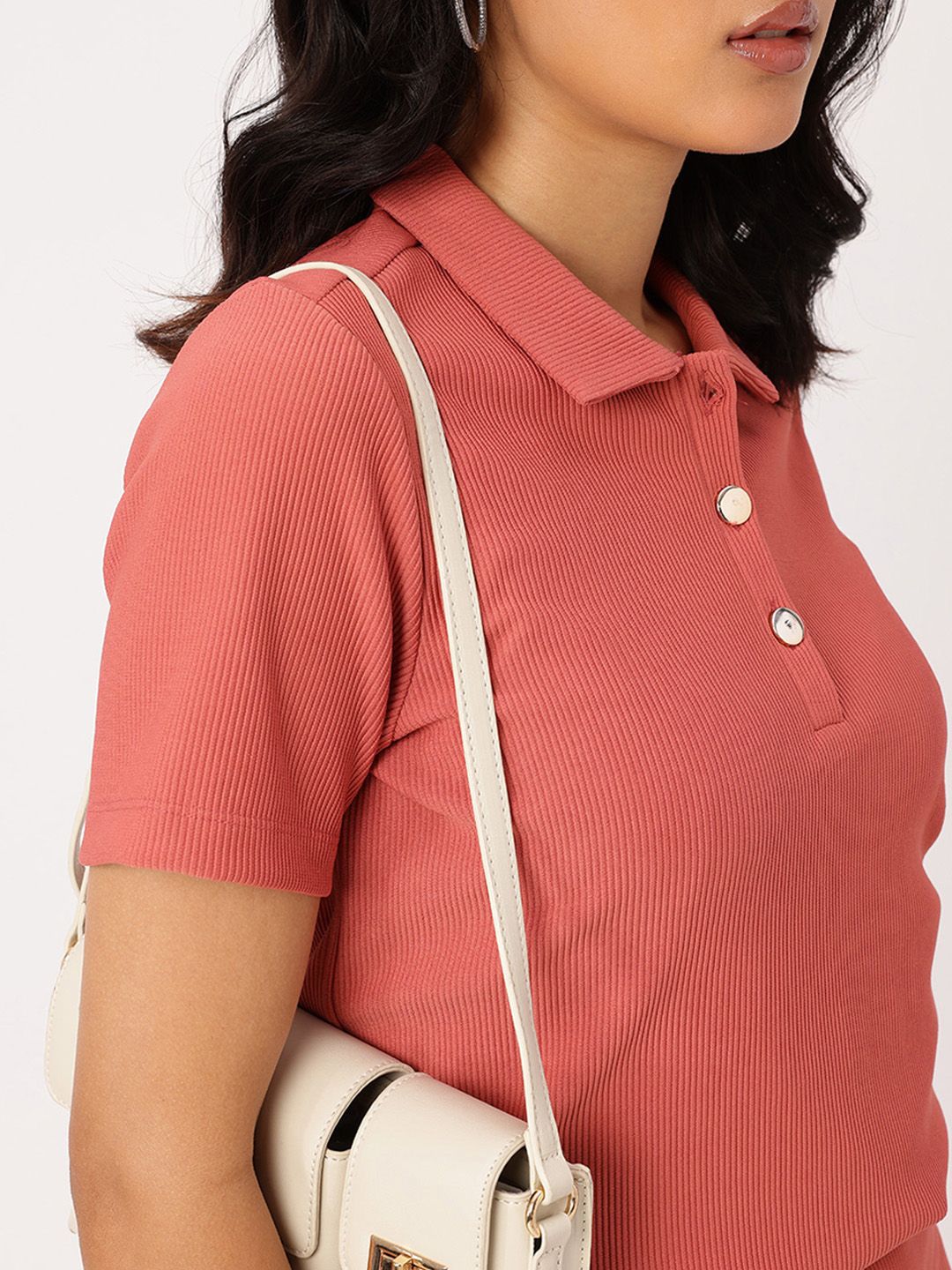 DressBerry Delicate Charm Ribbed Polo T-shirt & Skirt Co-Ords