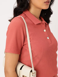 DressBerry Delicate Charm Ribbed Polo T-shirt & Skirt Co-Ords