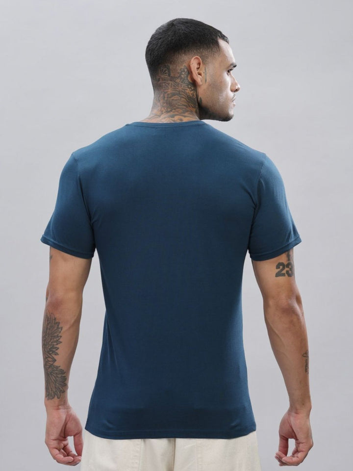ADRO Lelaki Solid V-Neck Cotton T-shirt