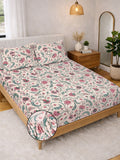 Myntra Elegant Homes Beige Floral 300 TC King Bedsheet With 2 Pillow Covers