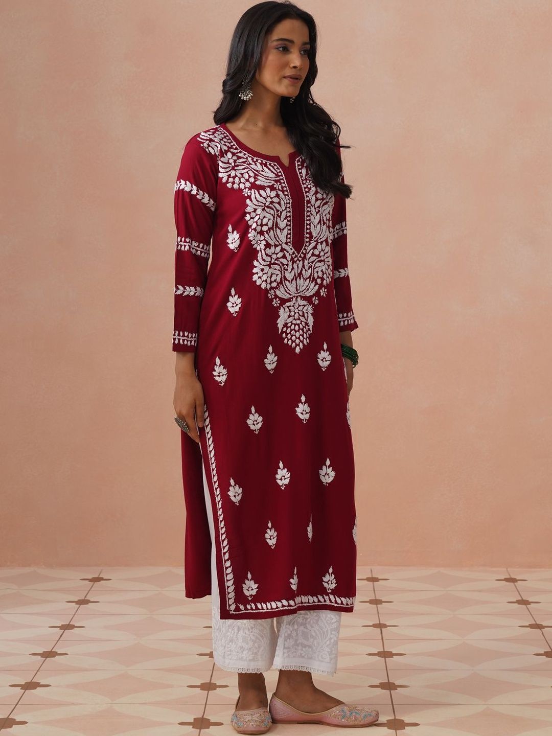 House of Chikankari Women Ethnic Motifs Embroidered Thread Work Kurta