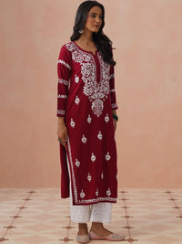 House of Chikankari Women Ethnic Motifs Embroidered Thread Work Kurta