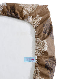 Myntra Elegant Homes Brown Printed Pure Cotton 400TC Fitted King Bedsheet Set 2.5 x 2.25m