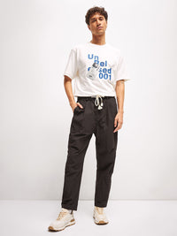 THE BEAR HOUSE Men Typography Printed Round Neck Cotton Oversized T-shirt