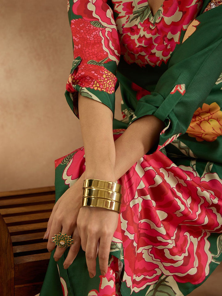 Indo Era Women Floral Printed Regular Kurta with Trousers