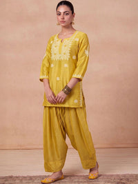 House of Chikankari Women Ethnic Motifs Embroidered Regular Chikankari Kurta with Patiala