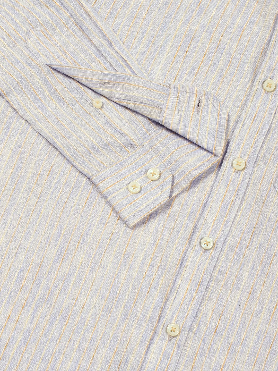 Thomas Scott Men Premium Striped Linen Blend Slim Fit Casual Shirt