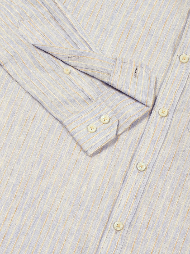 Thomas Scott Men Premium Striped Linen Blend Slim Fit Casual Shirt