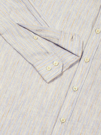 Thomas Scott Men Premium Striped Linen Blend Slim Fit Casual Shirt