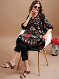 Tikhi Imli Floral Embroidered V-Neck Tunic With Trousers