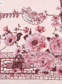 Monte Carlo Peach & White Floral Printed Heavy Winter 1000 GSM Double Bed Blankets