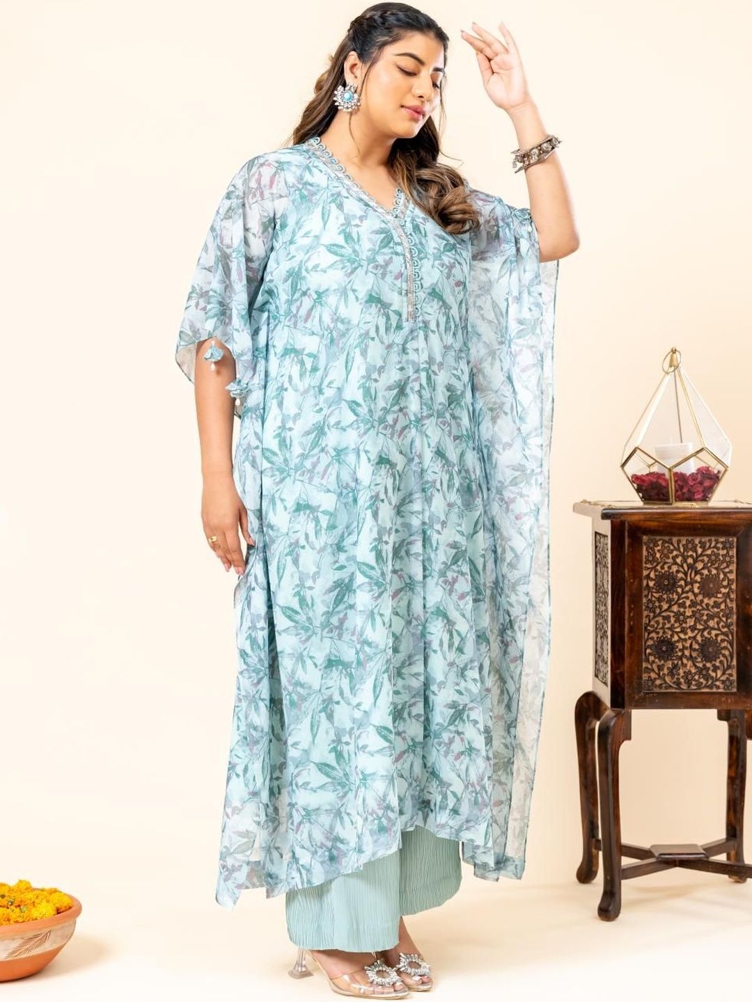 Set Co-Ords Kaftan & Seluar Bercetak Mamicha
