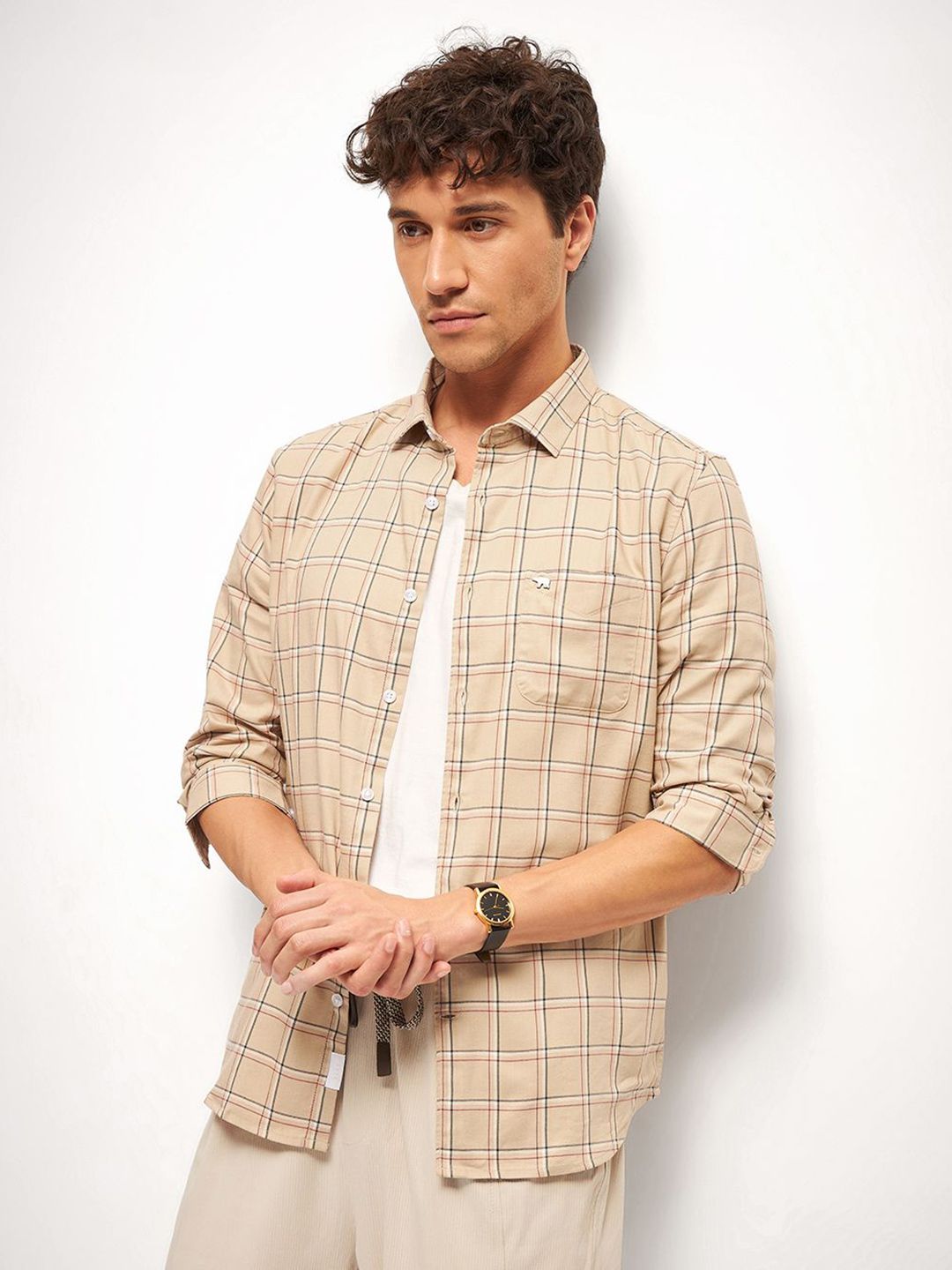 THE BEAR HOUSE Men Slim Fit Tartan Checks Opaque Checked Casual Shirt