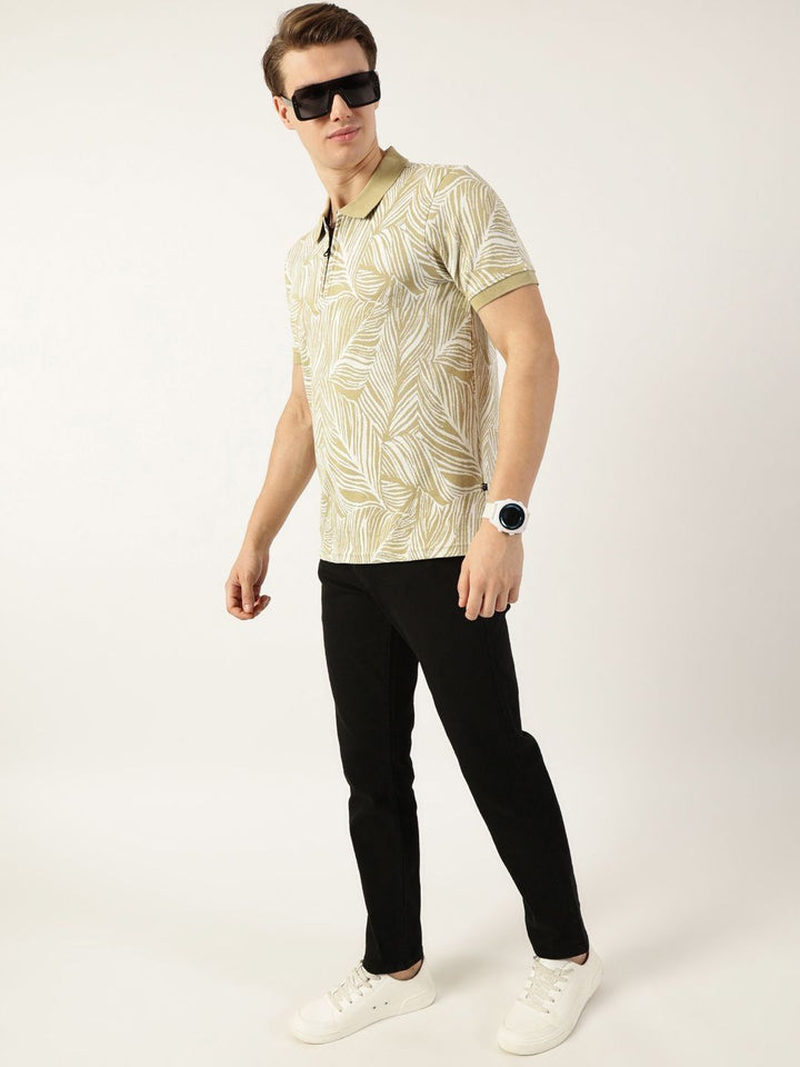 Thomas Scott Men Floral Printed Polo Collar Pockets T-shirt
