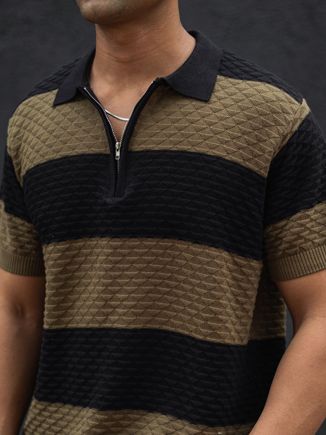 Powerlook Men Striped Polo Collar T-shirt