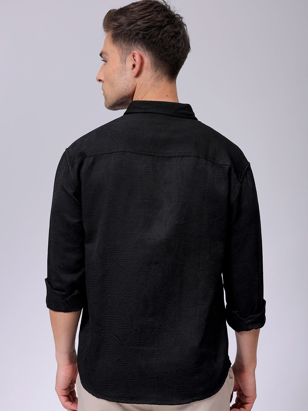 The Indian Garage Co Men Relaxed Fit Dobby Textured Resortwear Shirt