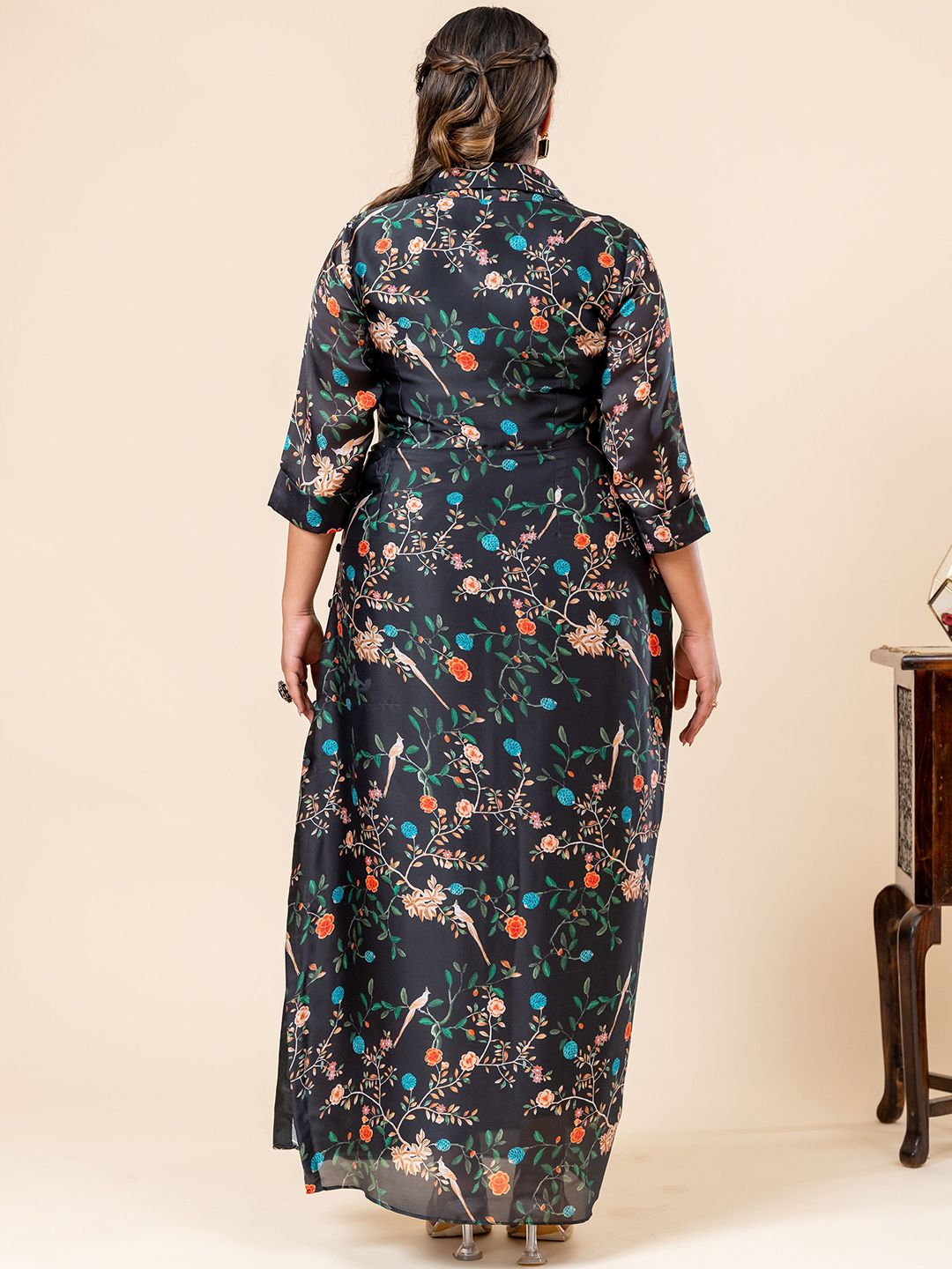 Mamicha Women Floral Print Pakaian Georgette Fit & Flare