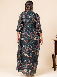 Mamicha Women Floral Print Pakaian Georgette Fit & Flare