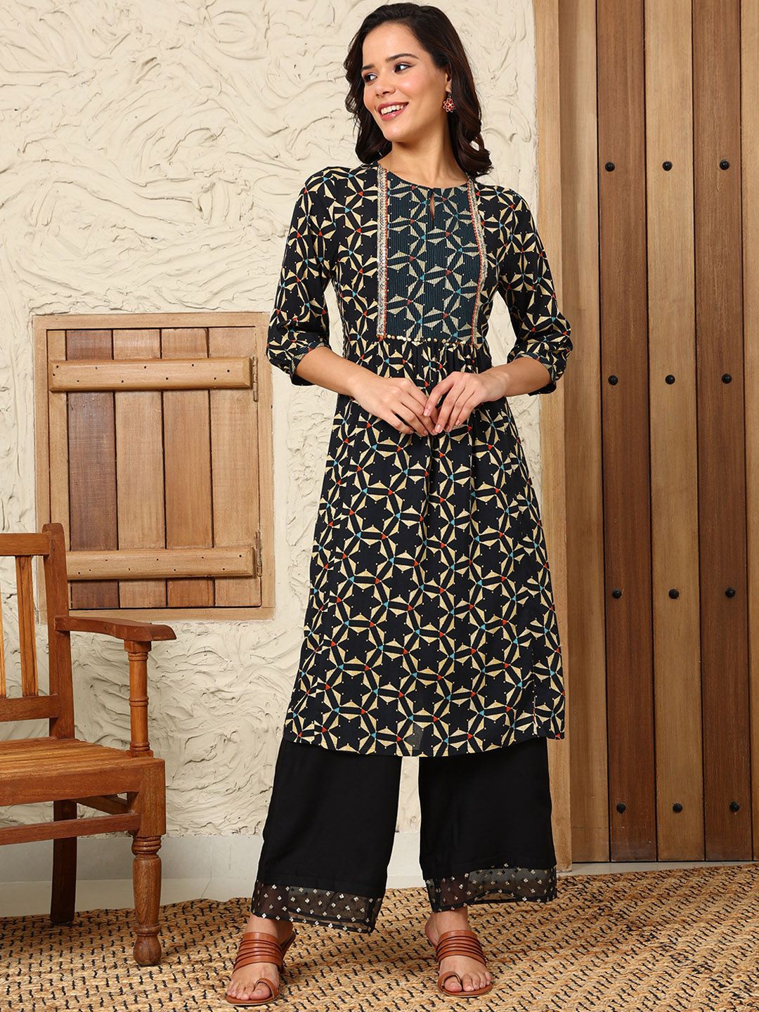 W Women Embroidered Sequinned Kurta