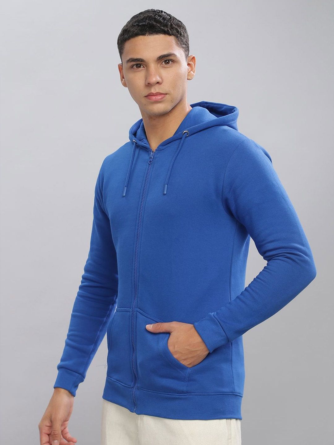 ADRO Lelaki Buka Depan Zip Bertudung Kapas berzip hoodie 2 Sweatshirt