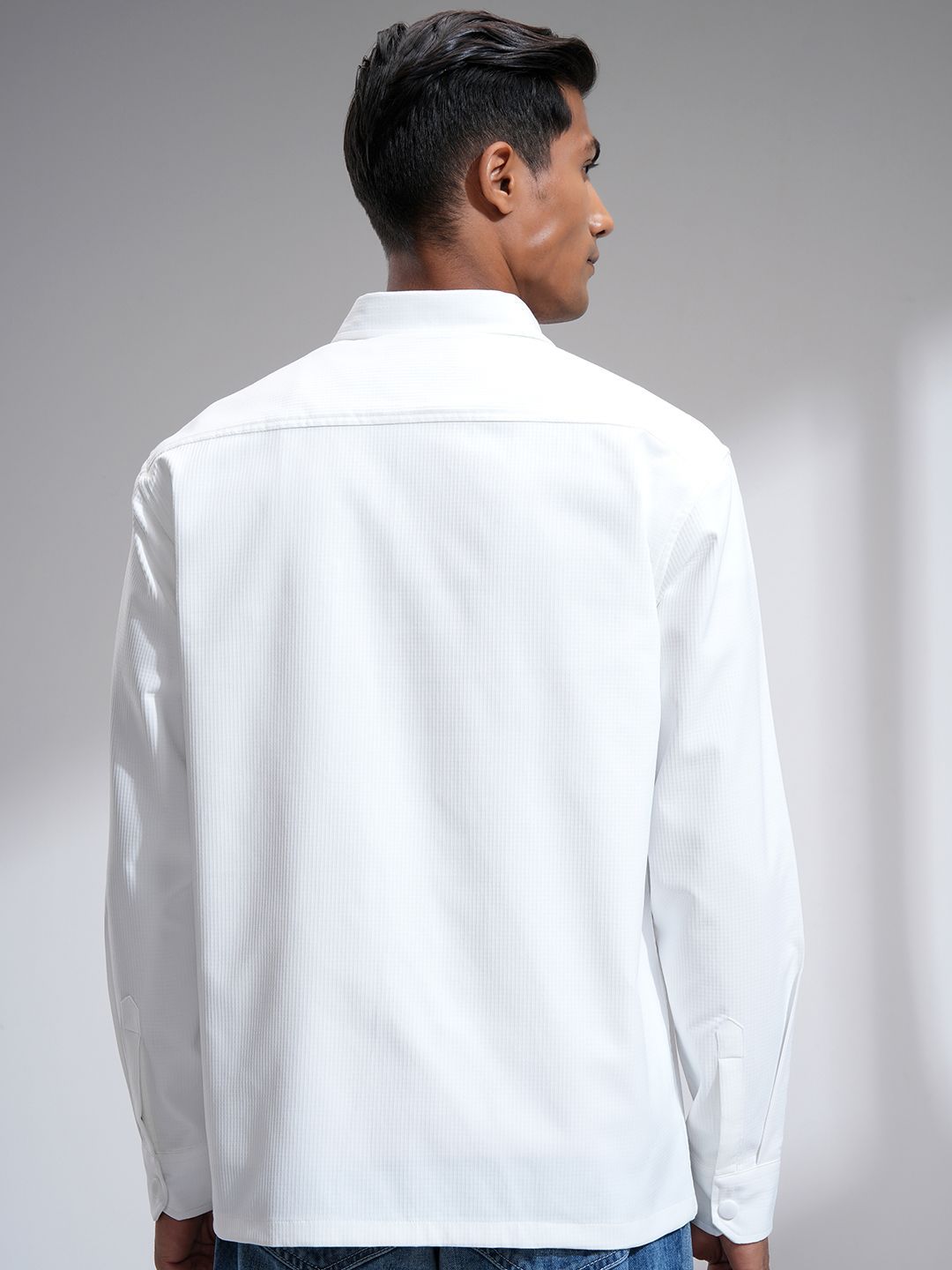 Locomotive Men Popcorn Dobby Textured Utility Pocket Oversized Overshirt