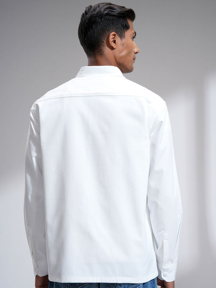 Locomotive Men Popcorn Dobby Textured Utility Pocket Oversized Overshirt