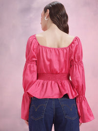 DressBerry Puff Sleeve Peplum Top