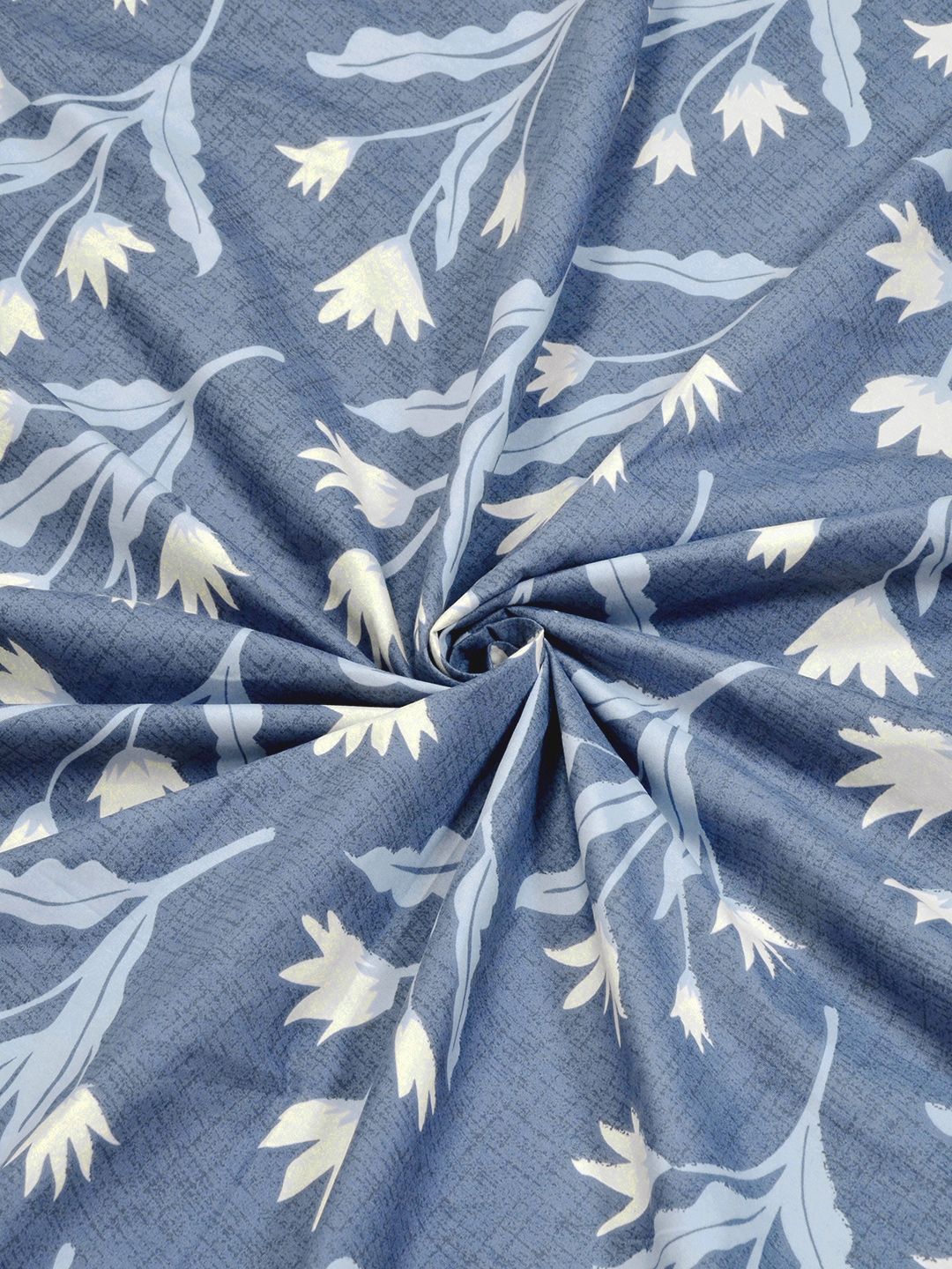 KLOTTHE Blue Floral Printed Dilengkapi 300 TC Blend King Cadar & 2 Sarung Bantal