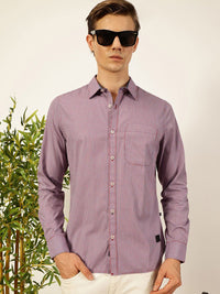 Thomas Scott Men Smart Spread Collar Micro Checked Cotton Slim Fit Casual Shirt