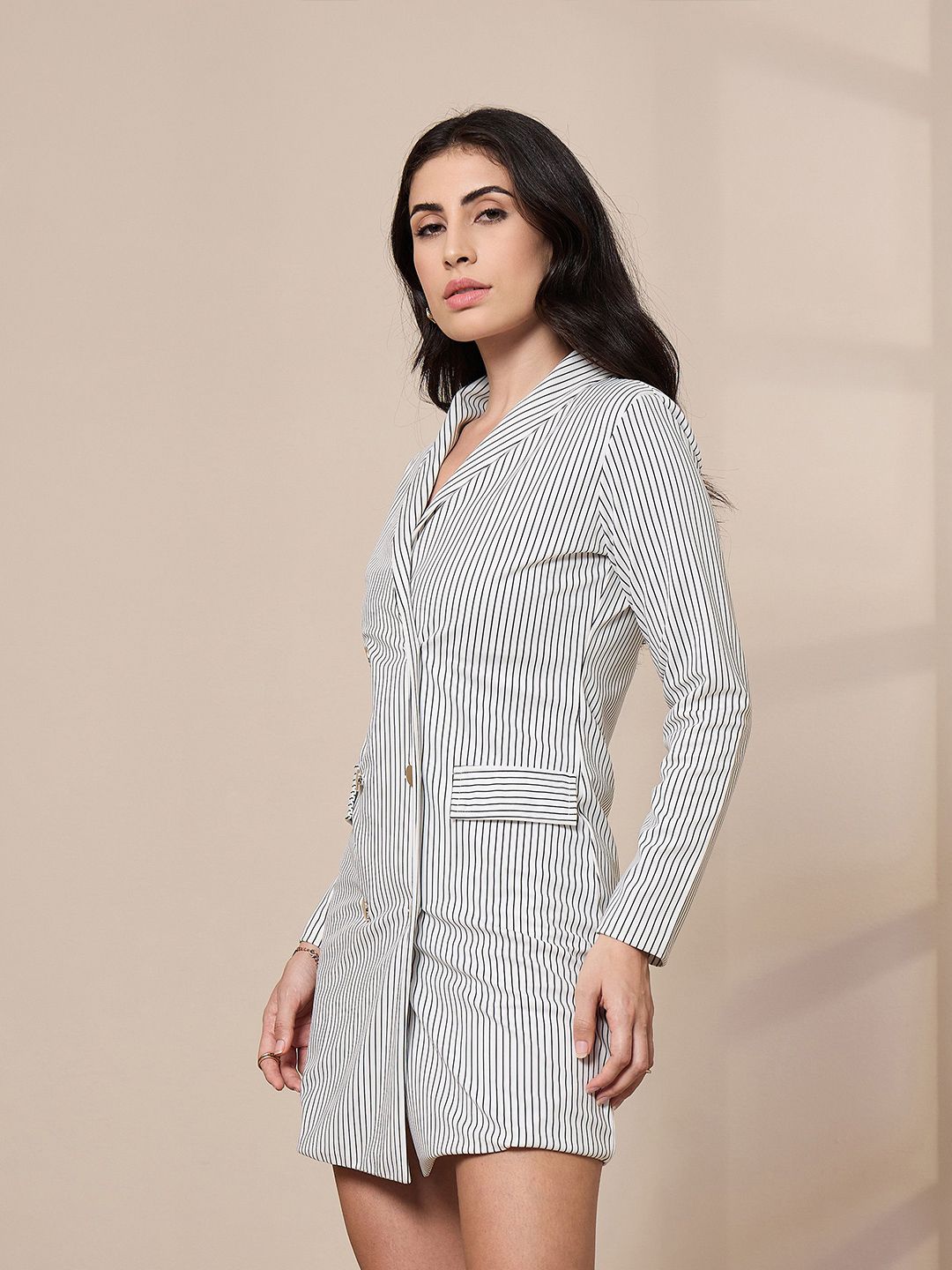 SASSAFRAS worklyf Striped Formal Blazer Dresses