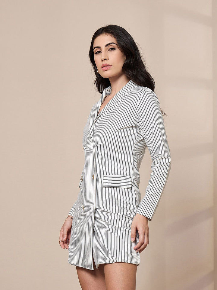 SASSAFRAS worklyf Striped Formal Blazer Dresses