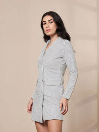 SASSAFRAS worklyf Striped Formal Blazer Dresses
