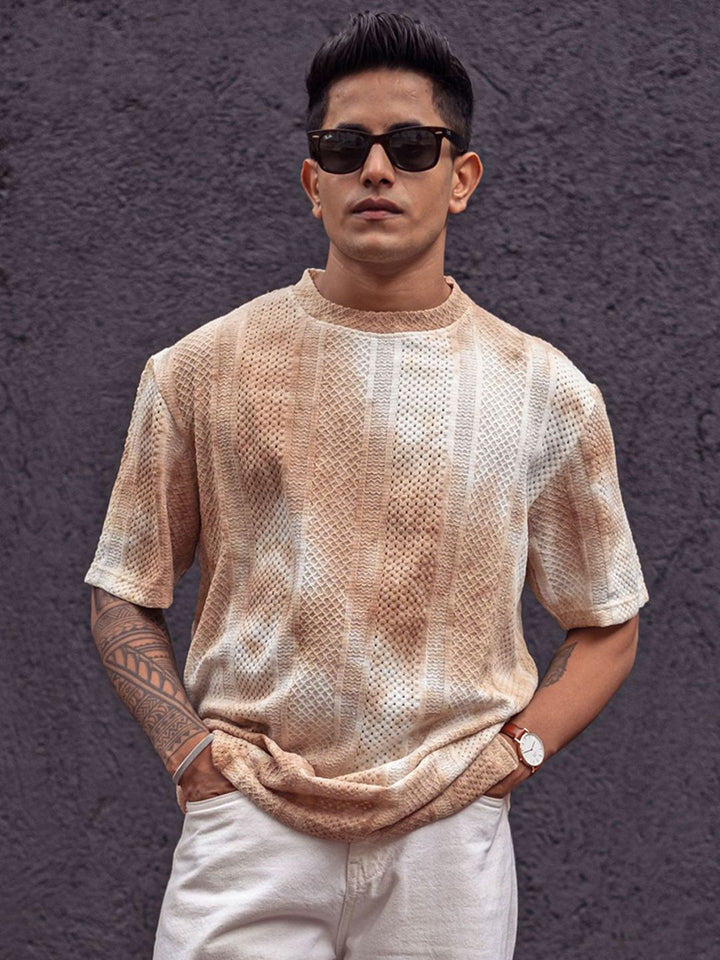Powerlook Men Dyed Round Neck Oversized T-Shirt