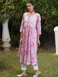 House of Chikankari Floral Print Fit & Flare Midi Dress