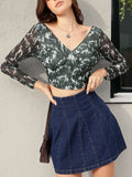 DressBerry Monochrome Mania Half-Zipper Crop Top