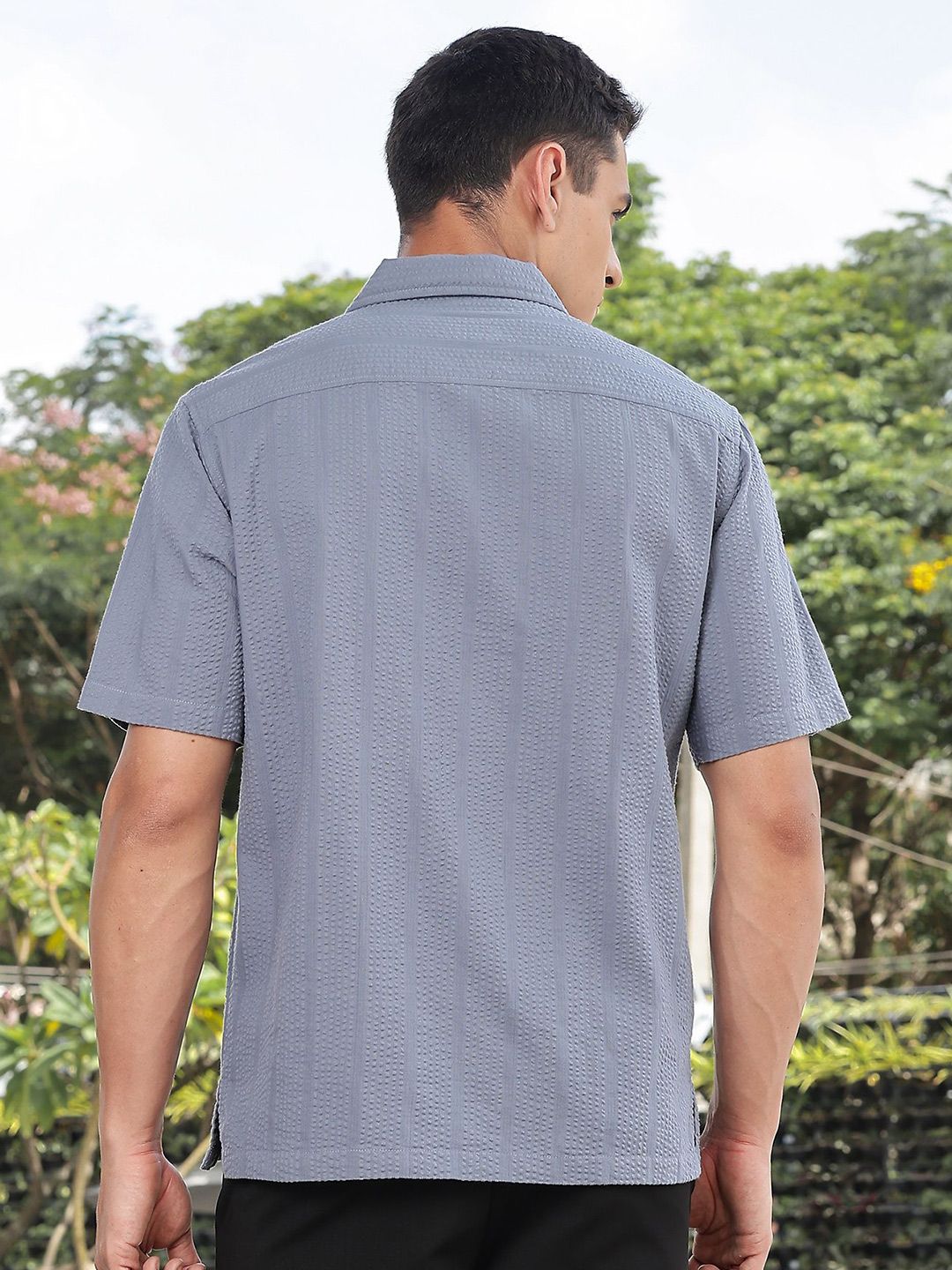 Thomas Scott Men's Premium Seersucker Cotton Casual Shirt